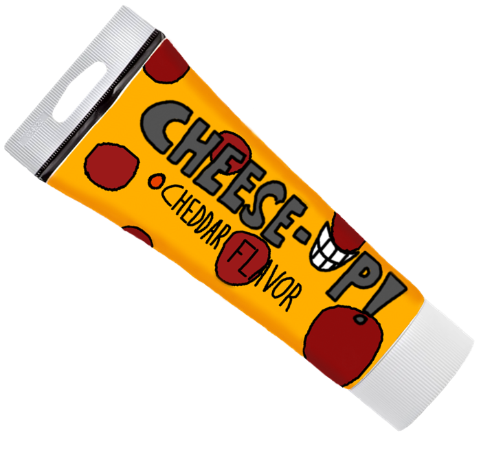 A tube of cheddar flavored Cheese-Up