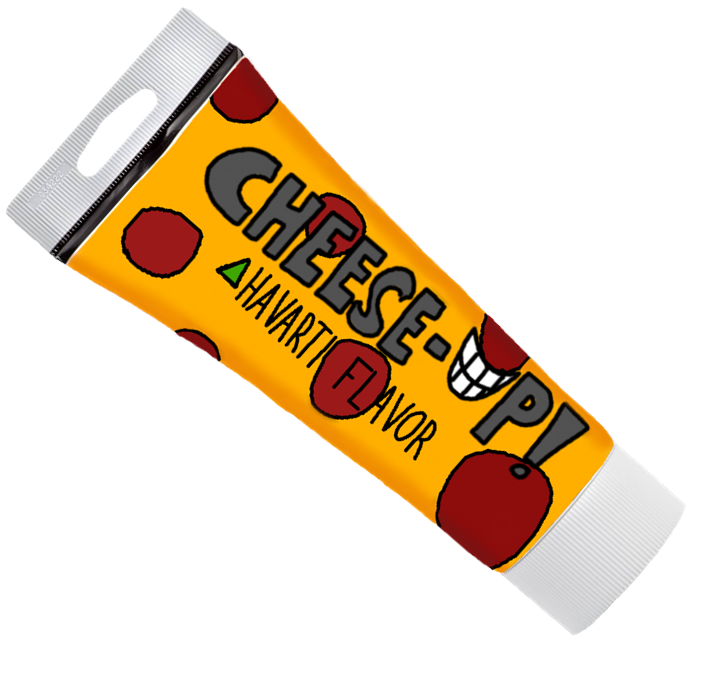 A tube of havarti flavored Cheese-Up